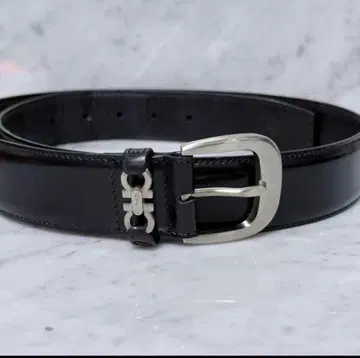 Salvatore Ferragamo 블랙 천연 가죽 가죽 은색 벨트