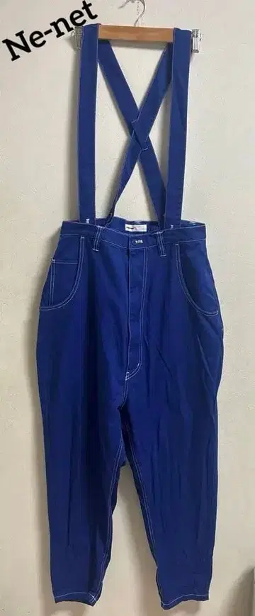 네넷 서스펜더 팬츠 워크 팬츠 블루 개성파 레어