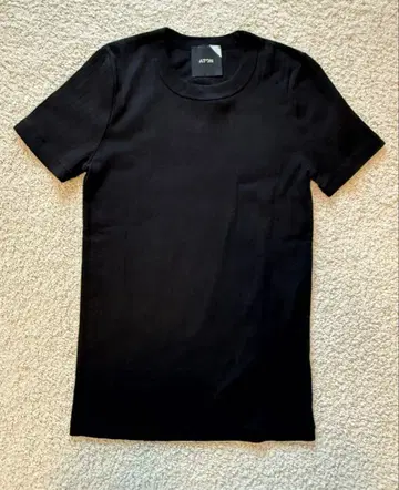 ATON 에이톤 리브 니트 티셔츠 블랙 반팔 코튼 일본제 사이즈 2