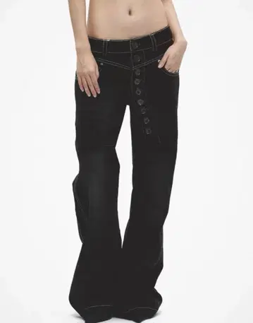 Faychui 로우라이즈 블랙 데님