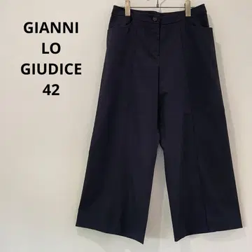 GIANNI GIUDICE 42 와이드 팬츠 네이비 무지 출퇴근용 깔끔한