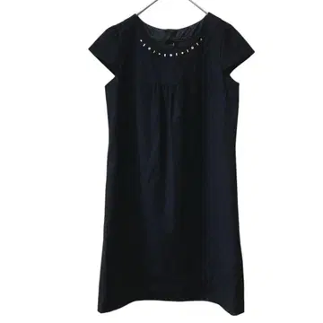 ROPE 비쥬 장식 블랙 원피스 반팔 캐시미어 혼방 (9) 일본제