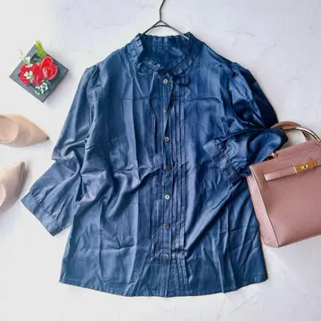 새상품급 NEWYORKER 뉴요커 핀턱 프릴 블라우스 리본