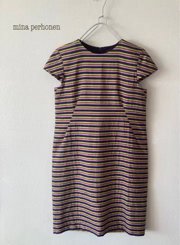 mina perhonen 프렌치 슬리브 원피스 멀티 보더