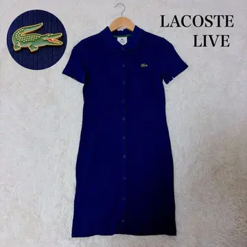 LACOSTE LIVE 반팔 폴로 원피스 네이비 핀 배지 금