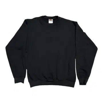 00s Hanes 헤인즈 빈티지 무지 맨투맨 블랙 짧은 기장