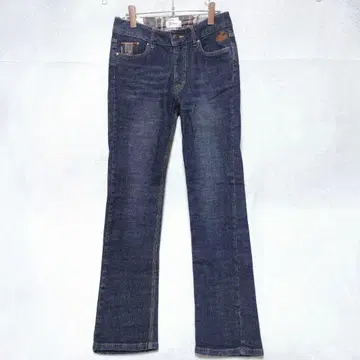 디즈니 데님 팬츠 플레어 자수 로우라이즈 인디고 L