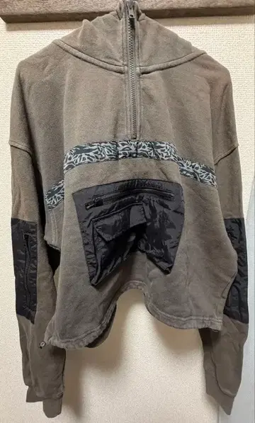 X-girl 플리스 하프 지퍼 후드티 그레이