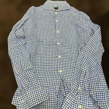 NANO-UNIVERSE 블루 화이트 체크 긴팔 셔츠