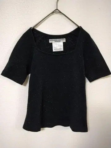 캐서린 햄넷 반팔 티셔츠 여성용 S 상당 블랙 컬러 라메 믹스 일본제