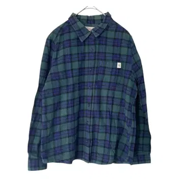 레피피 아르마리오 체크 플란넬 셔츠 코튼 그린 계열 (M)