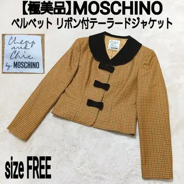 [컨디션 최상] MOSCHINO 체크 리본 부착 테일러드 자켓 벨벳