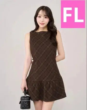 다리치 타탄 체크 슬리브리스 미니 원피스