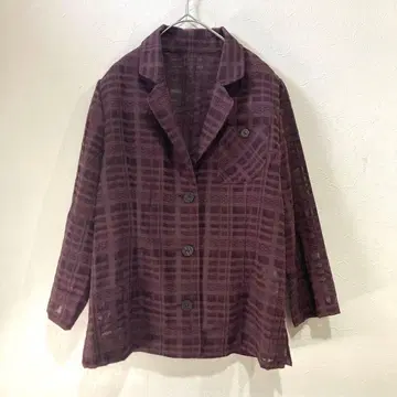 Natural Basic 체크 무늬 자켓 시스루 (M) 사이드 슬릿