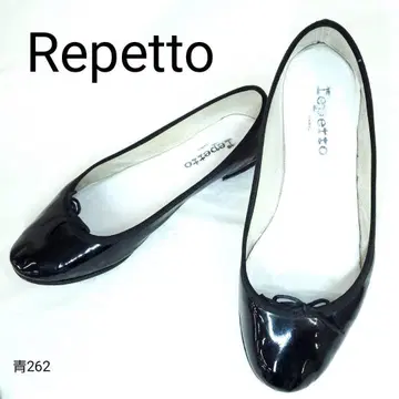 레페토 샌드 리옹 에나멜 패턴트 레더 블랙 리본 EU40