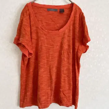 리즈클레이본 멜란지 티셔츠 스쿱넥 반팔 XL 주황 면 빅