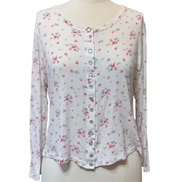 에네스베 프레션 가디건 3 꽃무늬 마 혼방 화이트