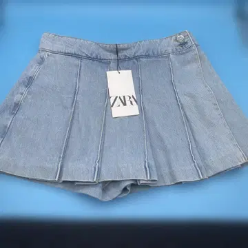 ZARA 데님 박스 플리츠 스코트