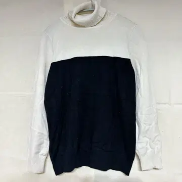 조셉에타 터틀넥 긴팔 바이컬러 M 화이트 블랙 레이온 출퇴근 오피스