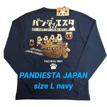 레어 자수 팬디에스타 재팬 육송 팬더 밀리터리 롱T 네이비 L