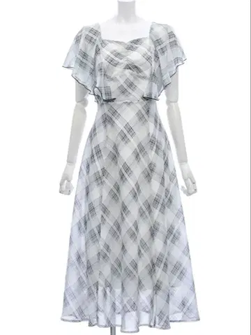 clear 클리어 반팔 체크 무늬 원피스