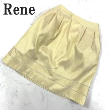 Rene 르네 플레어 스커트 베이지 체크 무늬 36 C5348