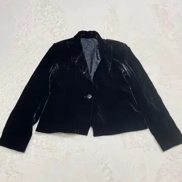 FAVRILE 자켓 벨로아 블랙 숏 기장 양가죽 버튼 레이온 실크 혼방