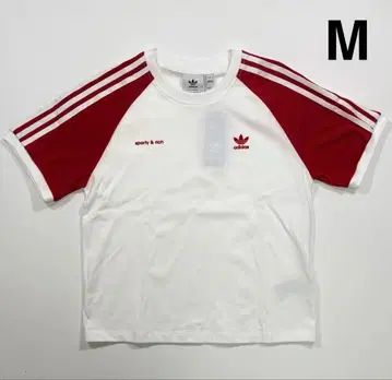 아디다스 x 스포티&리치 칼리지 티셔츠 화이트 레드 M