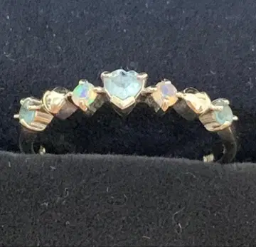 k10 하트형 아쿠아 마린 오팔 반지