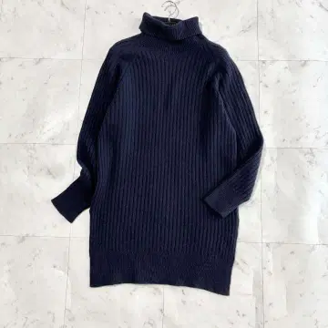 BEAMS BOY 빔즈 보이 니트 튜닉 터틀넥 네이비