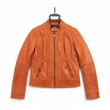 타미힐피거 양가죽 램 가죽 라이더 자켓 브라운 안감 스트라이프