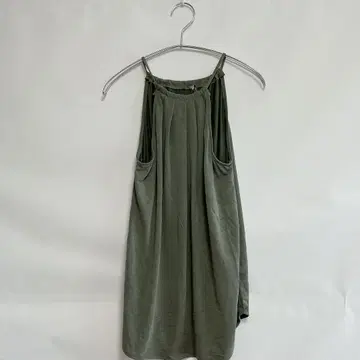 그린엔벨로프 탱크탑 홀터넥 슬리브리스 S 다크 그린 실크