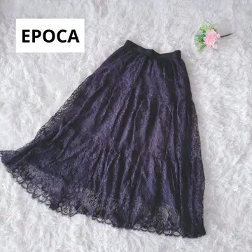 에포카 EPOCA 레이스 플레어 스커트 A라인 38 다크 블루