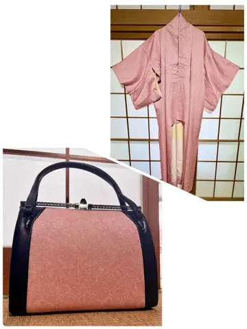 기모노&백 세트 핑크