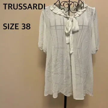 [ TRUSSARDI ] 시스루 블라우스/반팔/셔츠/리본/비침