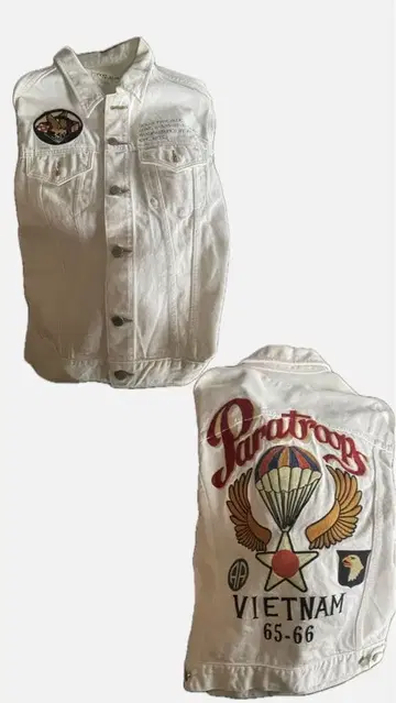 아비렉스 파라트루퍼 자수 화이트 데님 베스트