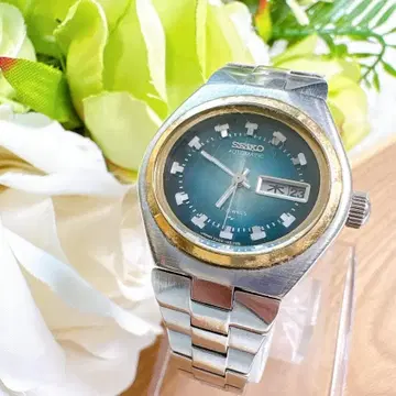 빈티지 작동품 SEIKO 2206-7080 자동 와인딩 블루그린
