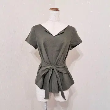 FTY 반팔 V넥 풀오버 리본 깔끔 일본제 얇은 소재 [ 34 ]