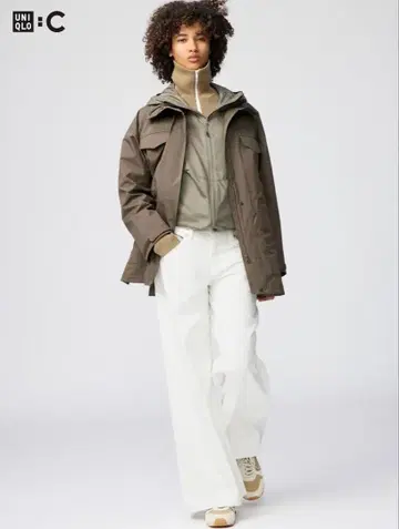 UNIQLO C 로우라이즈 와이드 청바지 사이즈 24 화이트 완판 사이즈