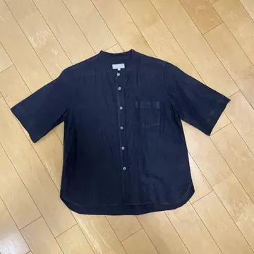 마가렛호웰 린넨코튼 셔츠 밴드 카라 셔츠 네이비