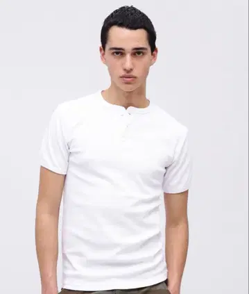 AVIREX 헨리넥 티셔츠 화이트