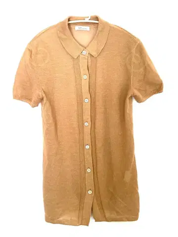 K.T 키요코 타카세 마 혼방 썸머 니트 가디건 반팔 베이지 일본제