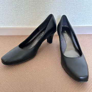 MONET 모네 블랙 천연 가죽 힐 펌프스 23.5cm 3E