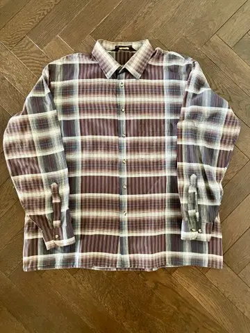 반 휴센 긴팔 셔츠 XL 옴브레 체크 80년대 빈티지