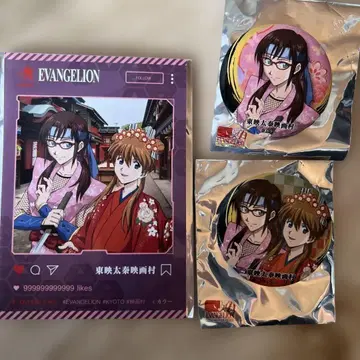 에반게리온 기모노 캐릭터 브로마이드, 캔뱃지 2개의 3점 세트