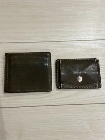 Ryu 그린 가죽 접이식 지갑, 코인 케이스 세트