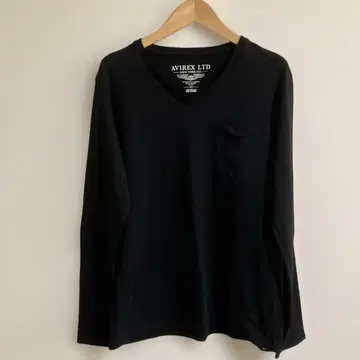 AVIREX LTD 블랙 V넥 긴팔 티셔츠 M
