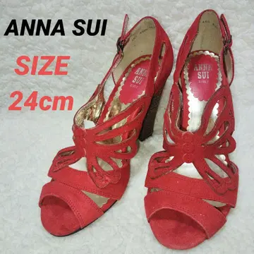 ANNA SUI 안나수이 하이힐 펌프스 빨간색 나비 오픈토 24cm