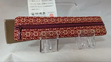 인덴야 인덴 펜 케이스 필통 빨간색 바탕 국화 패턴 일본풍 패턴