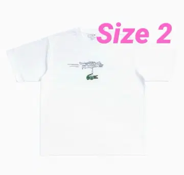 (새상품) LACOSTE/고질라 화이트 T셔츠 메카고질라 size 2